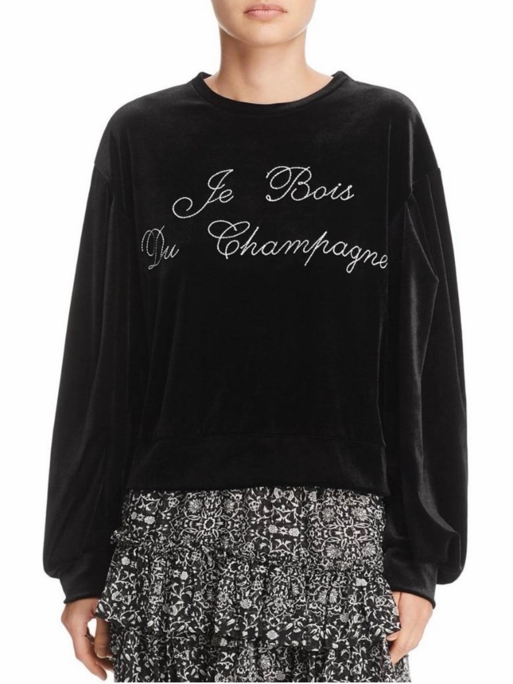 LAST WEEK, FINAL MARKDOWN!! Misa Los Angeles Black Velvet Embroidered Crewneck